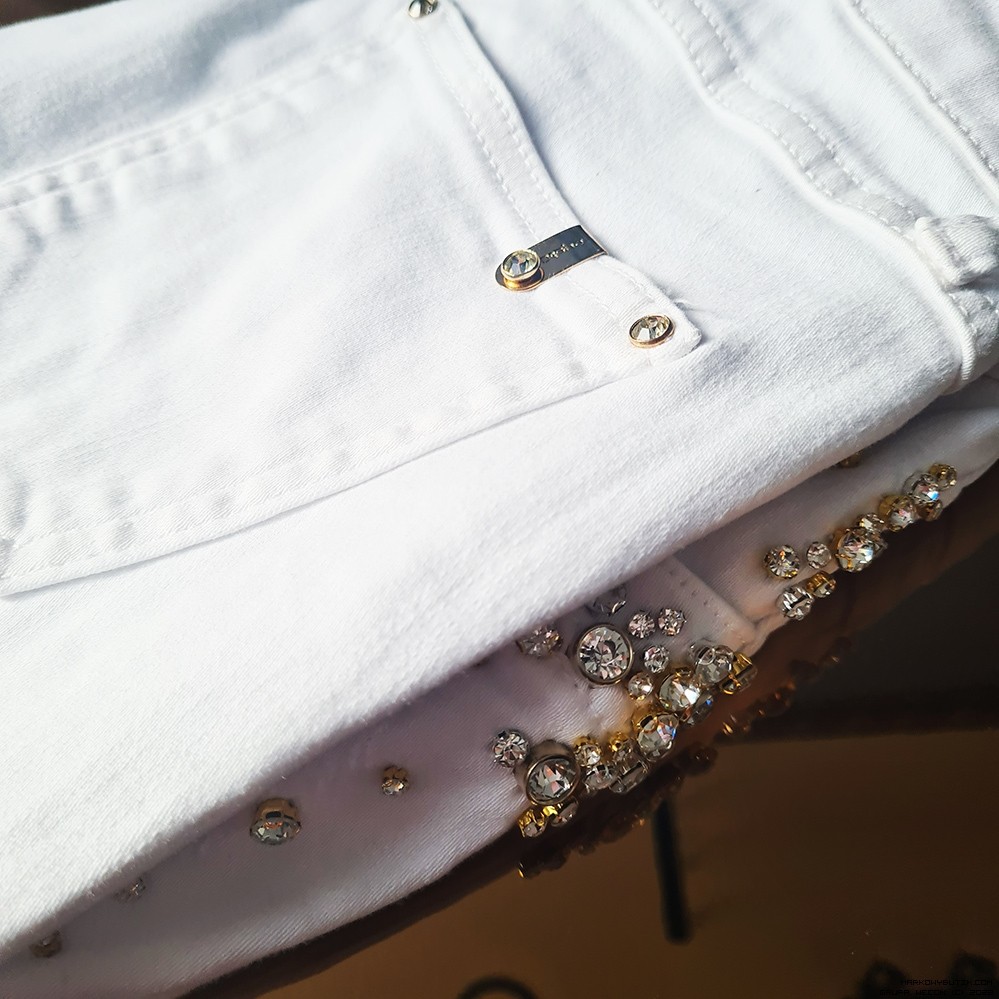 d-she pants/trousers dopasowane jeans elastyczne vintage madeineu srebro zloto