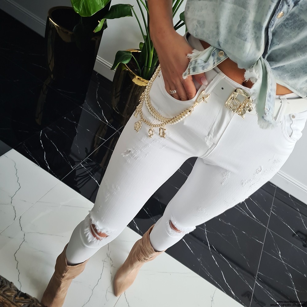 d-she kalhoty dopasowane jeans elastyczne vintage madeineu srebro zloto
