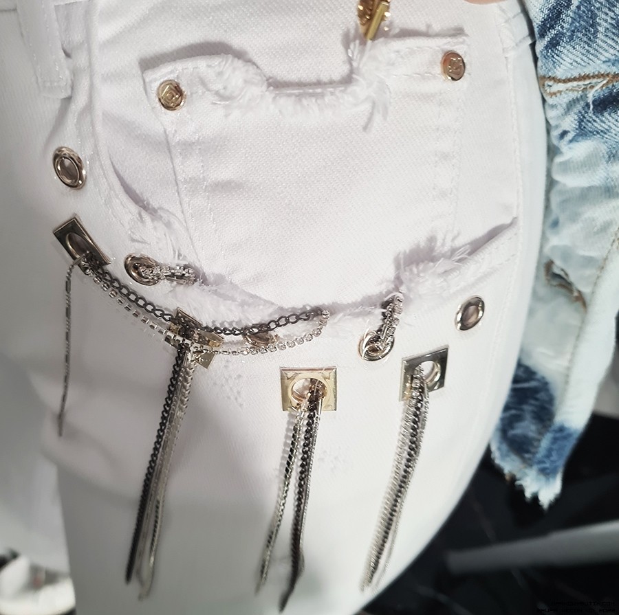 d-she pants/trousers dopasowane jeans elastyczne vintage madeineu srebro zloto