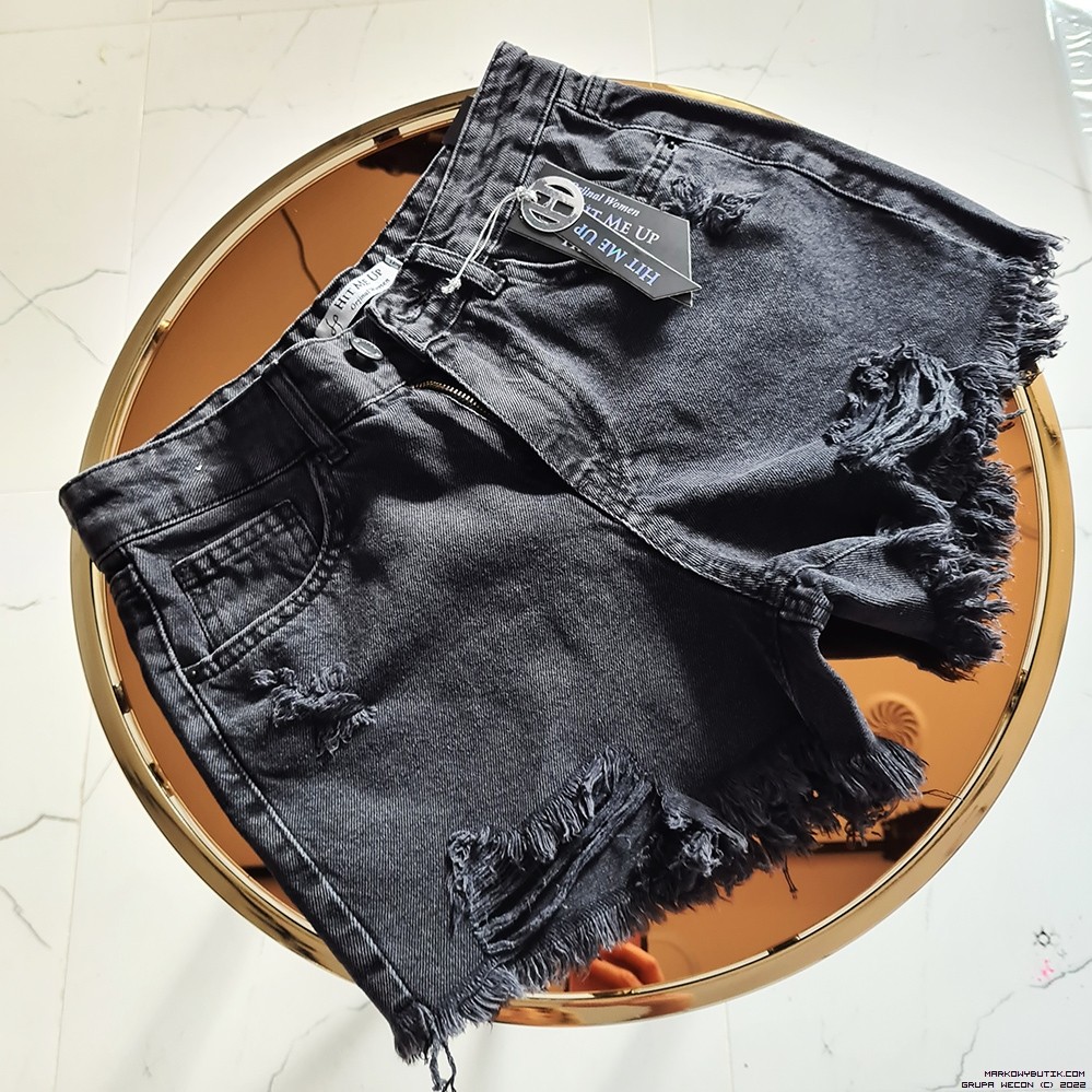 icone szorty jeans bawelna madeineu zdobienia krysztaly haft cekiny srebro zloto