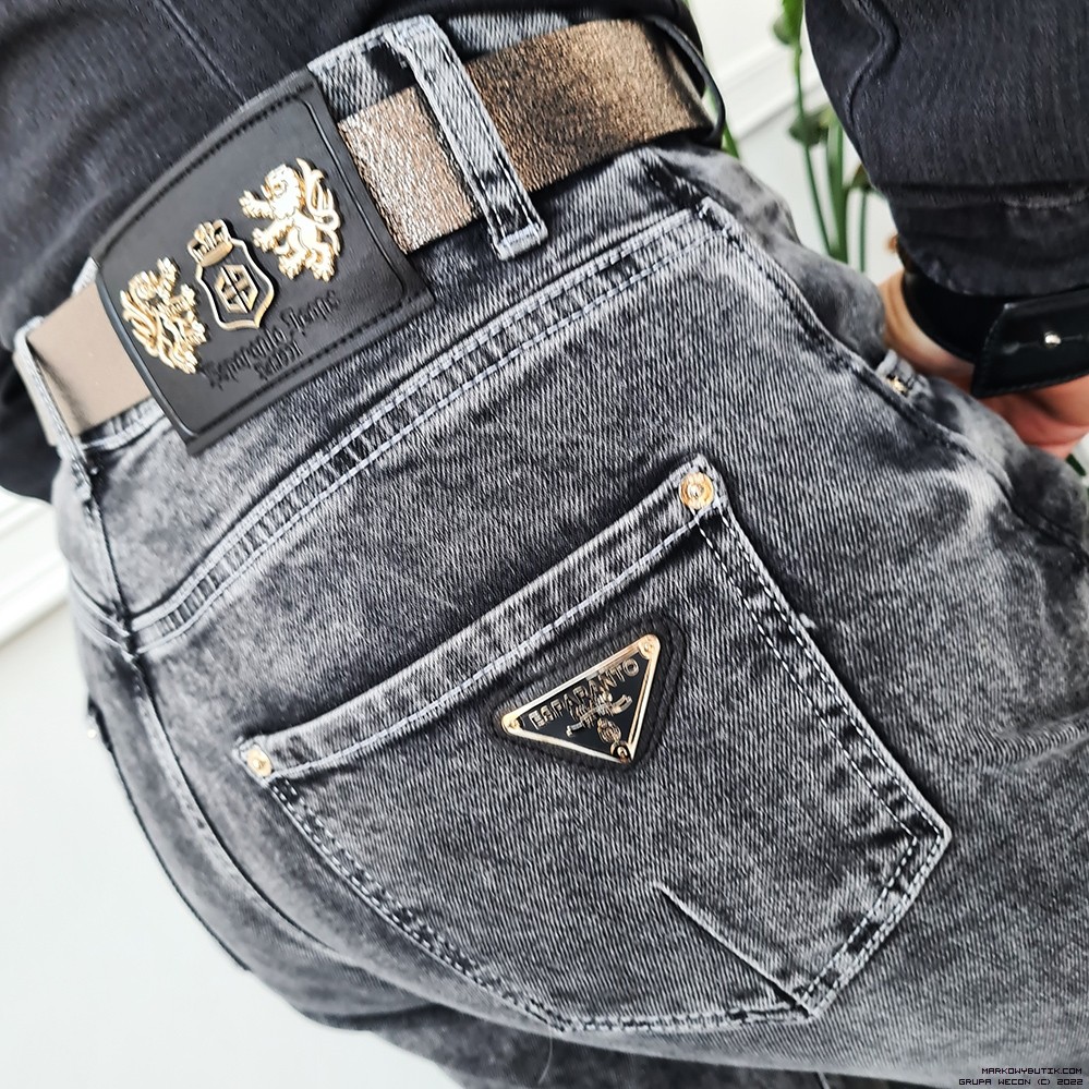esparanto kalhoty jeans elastyczne zdobienia pasek madeineu srebro