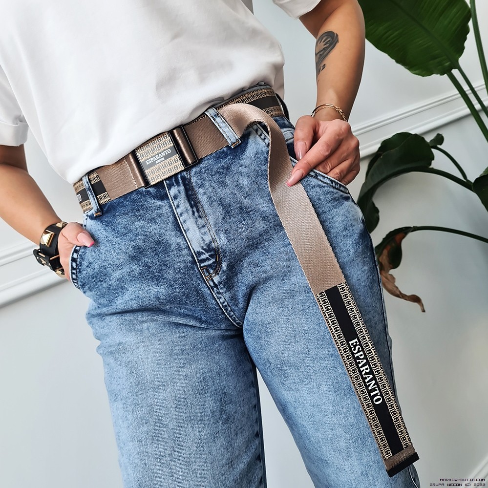 esparanto hose jeans elastyczne zdobienia pasek madeineu srebro