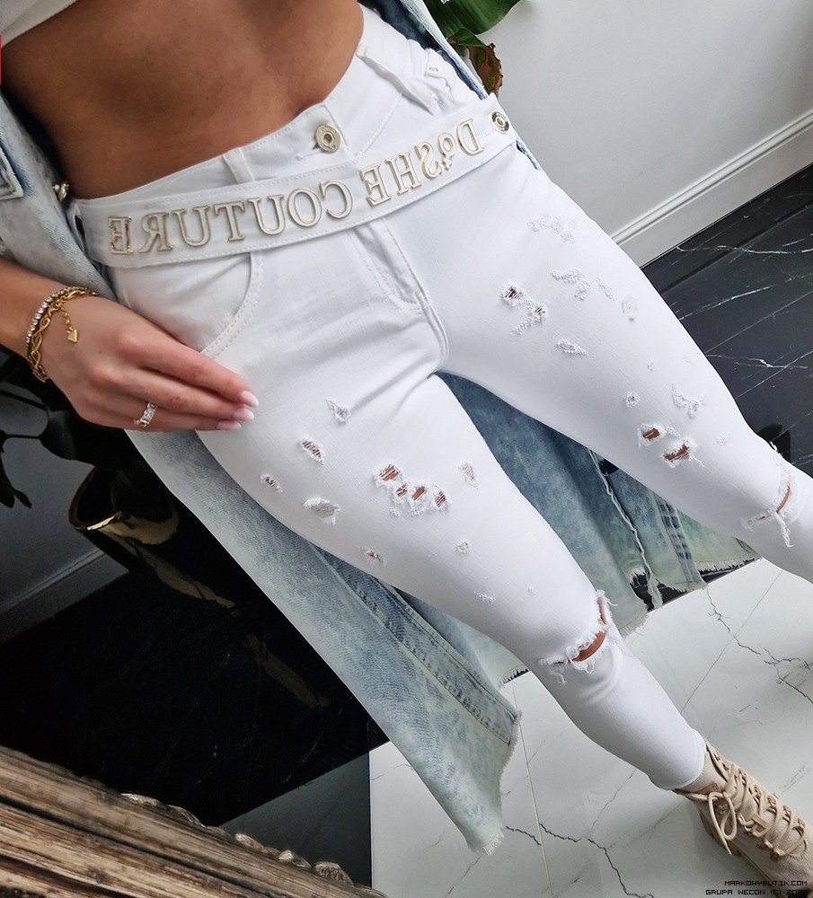 d-she spodnie dopasowane jeans elastyczne madeineu zloto