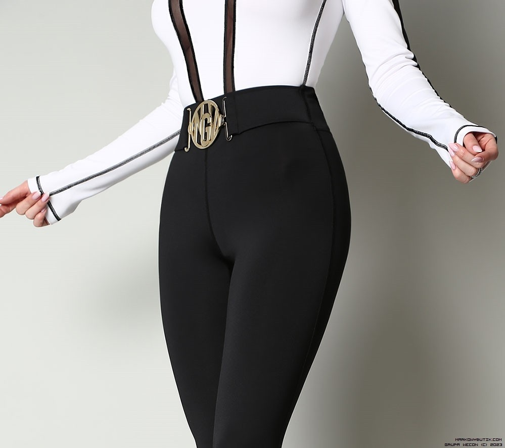 negativ pants/trousers dopasowane modelujace wysokatalia elastyczne zdobienia blaszka madeinpoland premiummoda zloto haft suwaki