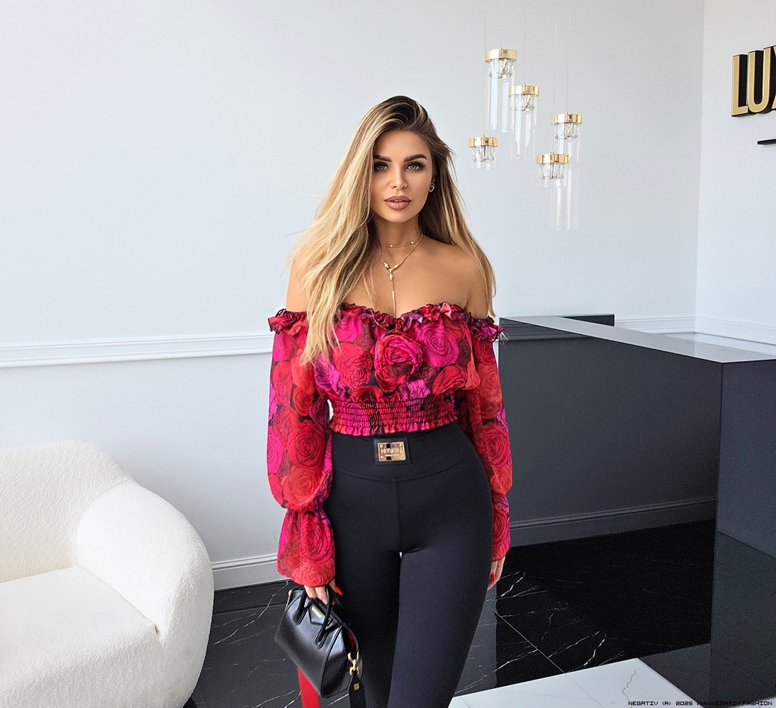 negativ bluzki swobodne modelujace hiszpanka delikatny zdobienia drapieznyprint madeinpoland premiummoda