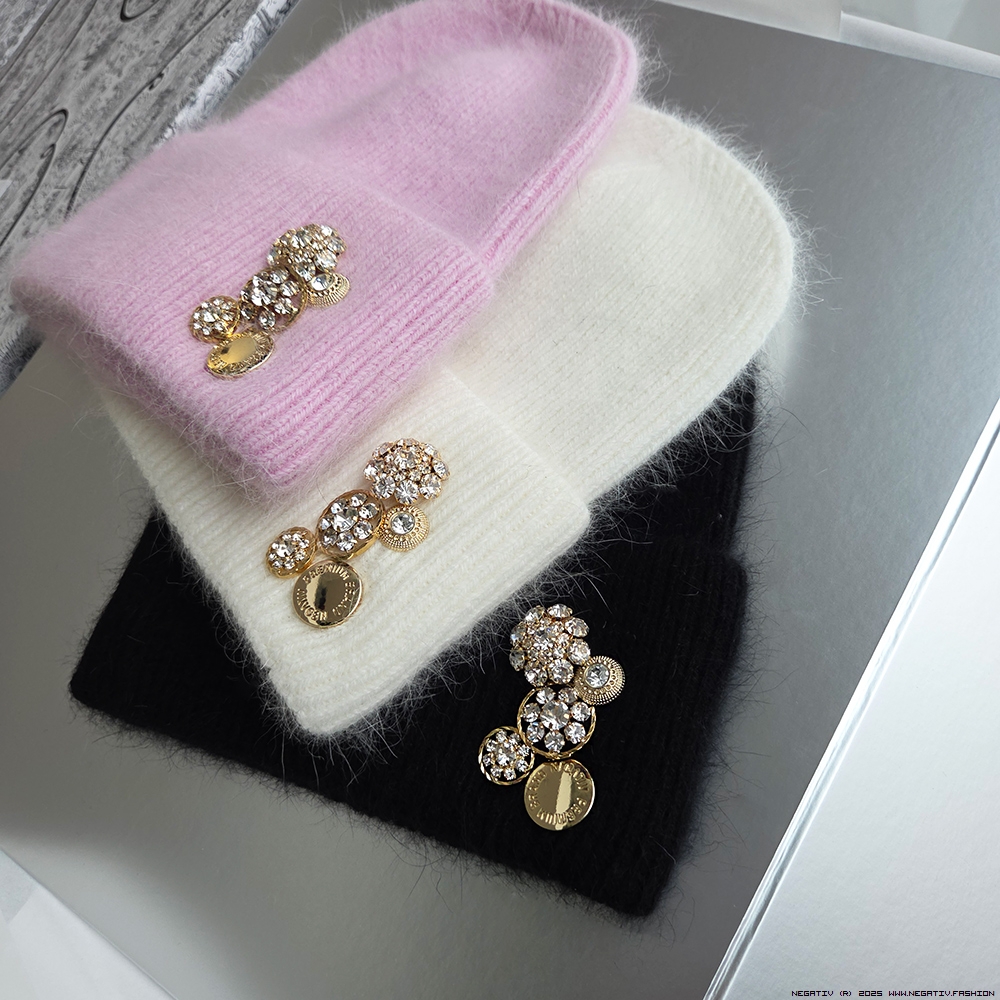 negativ czapki welna dopasowane kaszmir