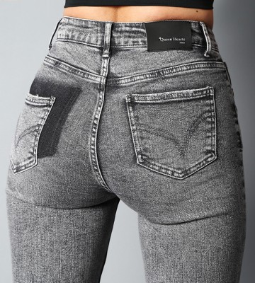 QUEEN HEARTS ** Jeansy Slimowane+ Mocno Elastyczne 100% Komfortu dopasowane jeans elastyczne vintage madeineu srebro zloto
