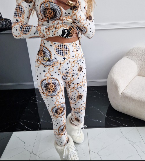 NEGATIV ** Modelujące Ocieplone Legginsy Print COZY dopasowane modelujace wysokatalia elastyczne zdobienia blaszka madeinpoland premiummoda zloto haft suwaki