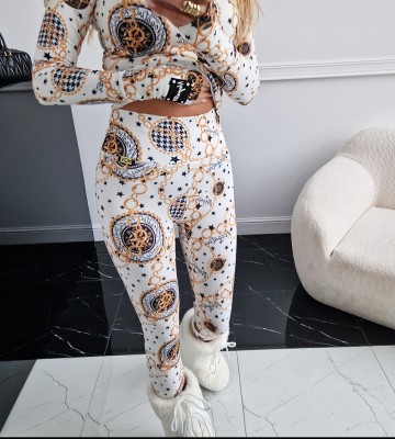 NEGATIV ** Modelujące Ocieplone Legginsy Print COZY dopasowane modelujace wysokatalia elastyczne zdobienia blaszka madeinpoland premiummoda zloto haft suwaki