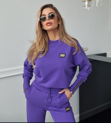 NEGATIV ** Bluza Z Regulacją Długości Violet Blaszka Suwaki swobodne bawelna kaptur zdobienia napisy madeinpoland premiummoda