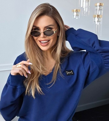 NEGATIV ** Bluza Z Dekoltem, Designerskim Rękaw, Blaszka swobodne bawelna kaptur zdobienia napisy madeinpoland premiummoda