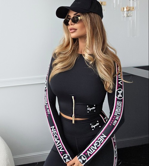 NEGATIV ** Top Modelujący z Suwakiem+ Lampas+ Elastomer dopasowane dzianina zdobienia suwaki madeinpoland premiummoda zloto
