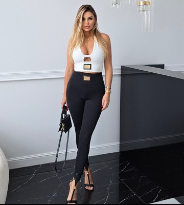 NEGATIV ** Modelujące Legginsy z Paskami na Stopę+ Przeszycia dopasowane modelujace wysokatalia elastyczne zdobienia blaszka madeinpoland premiummoda zloto haft suwaki