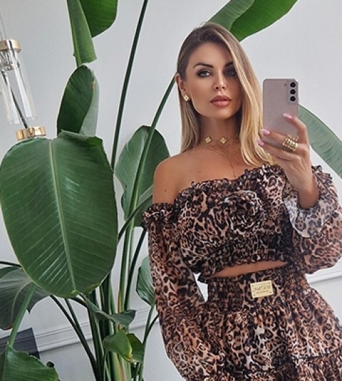 NEGATIV ** Bluzka Hiszpanka Odpinane Rękawy Róża VALENTINA swobodne modelujace hiszpanka delikatny zdobienia drapieznyprint madeinpoland premiummoda