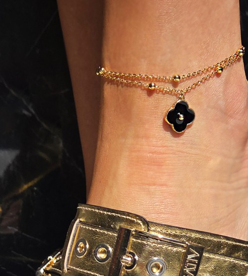 NEGATIV ** Bransoletką na Kostkę Kuleczki 24k Złoto Koniczyna madeinpoland premiummoda zloto