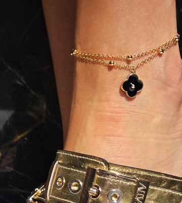 NEGATIV ** Bransoletką na Kostkę Kuleczki 24k Złoto Koniczyna madeinpoland premiummoda zloto