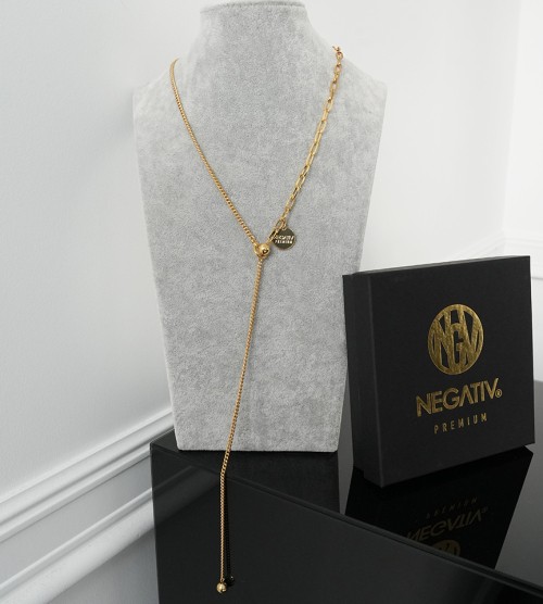 NEGATIV ** Złoty Wisiorek Krawatka Kulka/Monetka Regulowany madeinpoland premiummoda zloto