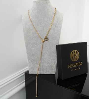 NEGATIV ** Złoty Wisiorek Krawatka Kulka/Monetka Regulowany madeinpoland premiummoda zloto