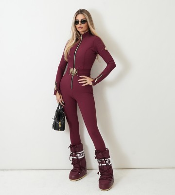 NEGATIV ** Kombinezon z Dzianiny Prążkowanej na Suwak+ Pasek dopasowane elastyczne zdobienia suwaki napisy madeinpoland premiummoda zloto