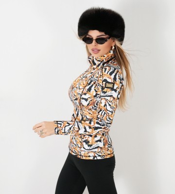 NEGATIV ** Bluzka z Lycry Maya z Przeszyciami Suwak SAVAGE dopasowane modelujace wysokatalia elastyczne zdobienia blaszka madeinpoland premiummoda zloto haft suwaki