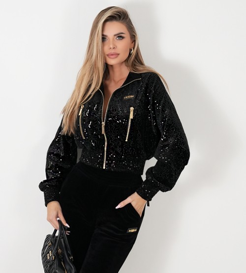 NEGATIV ** Bluzo-Kurtka Wyszycia Blink Blink Złote Suwaki swobodne bawelna kaptur zdobienia napisy madeinpoland premiummoda