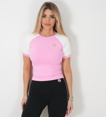 NEGATIV ** Basic z Lycry NYX Reglan z lamówkami Candy PINK dopasowane dzianina zdobienia suwaki madeinpoland premiummoda zloto