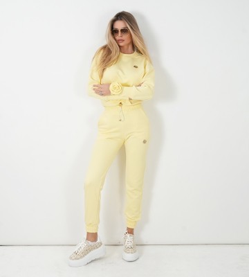 NEGATIV ** Spodnie Z bawełny Lemon + Złote Logo+ Napy swobodne bawelna kaptur zdobienia napisy madeinpoland premiummoda