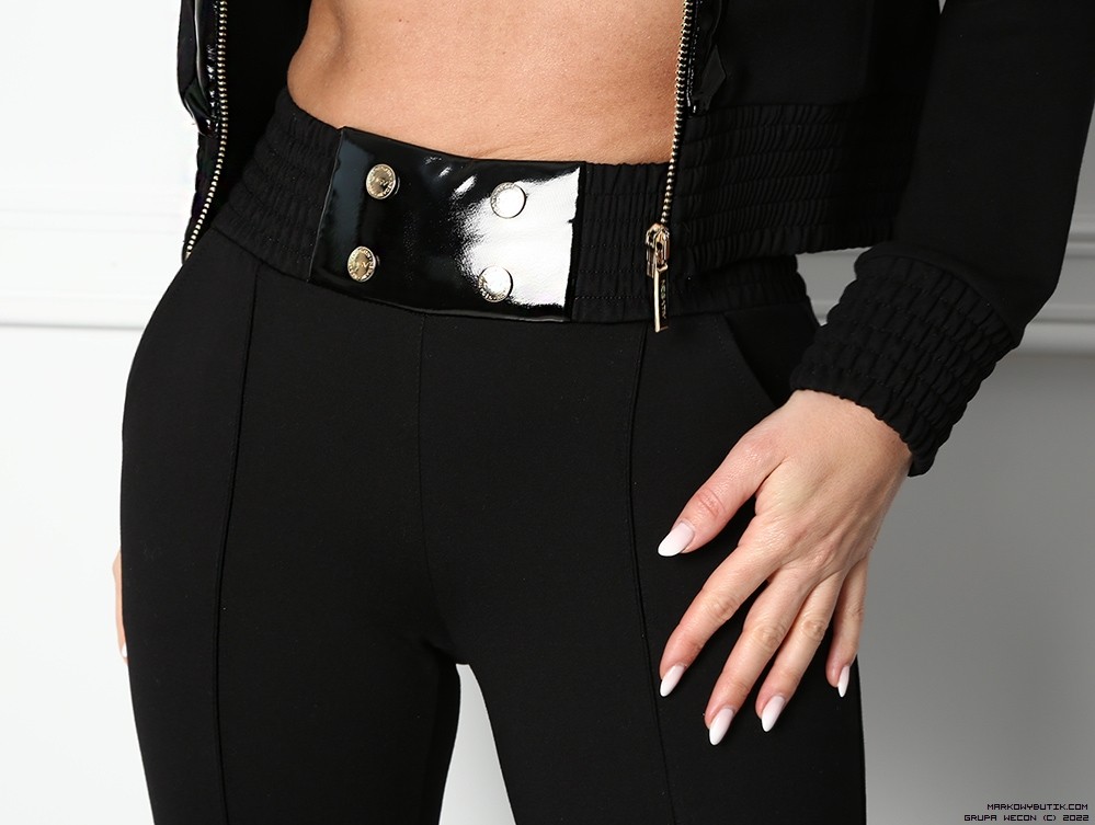 negativ spodnie dopasowane modelujace kieszonka elastyczne zdobienia napisy madeinpoland premiummoda zloto
