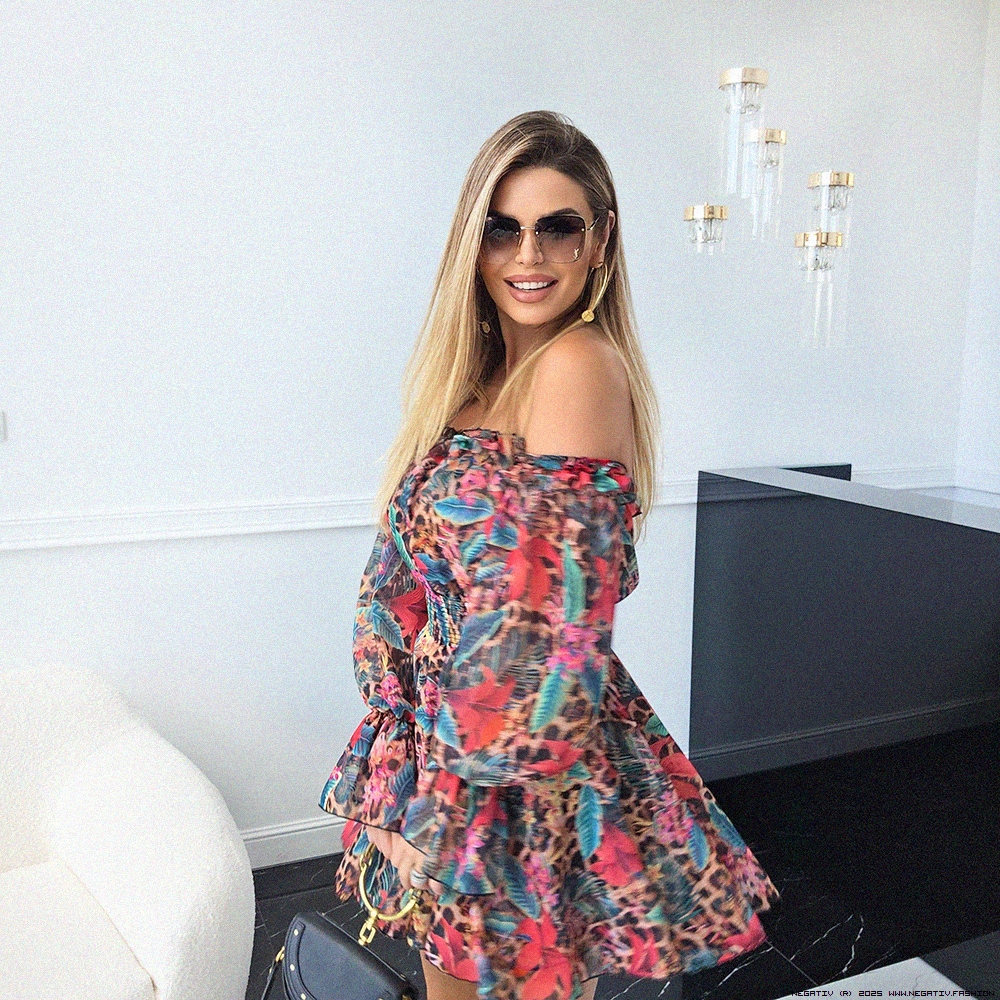 negativ šaty swobodne modelujace hiszpanka delikatny zdobienia drapieznyprint madeinpoland premiummoda