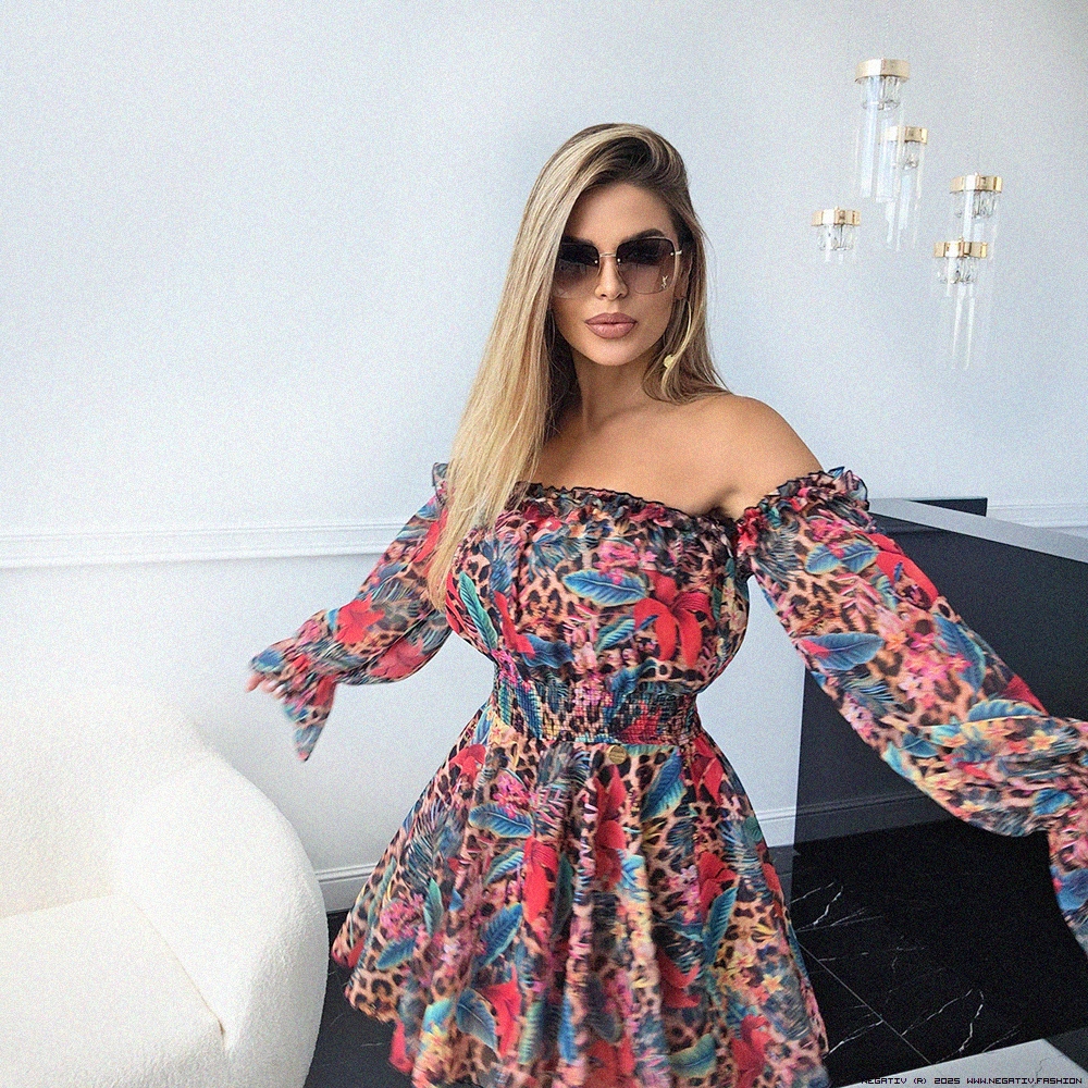 negativ šaty swobodne modelujace hiszpanka delikatny zdobienia drapieznyprint madeinpoland premiummoda