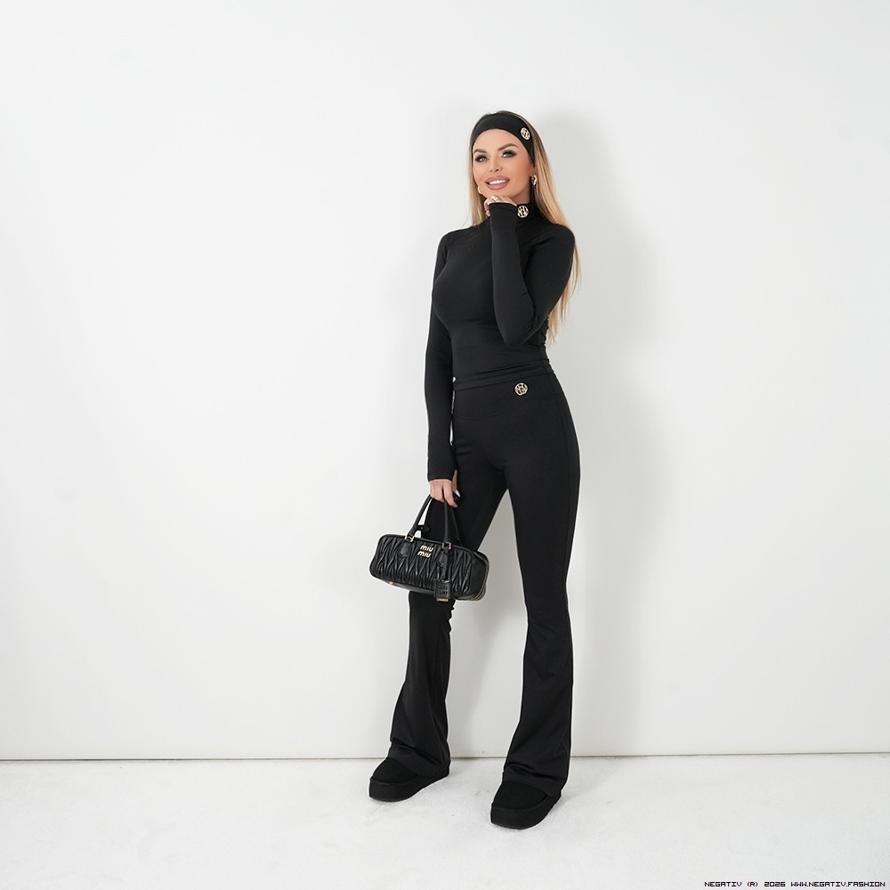 negativ spodnie dopasowane dzianina zdobienia suwaki madeinpoland premiummoda zloto