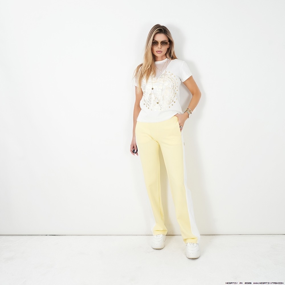 negativ bluzki bawelna swobodne sciagacze blyszczace krotkirekaw zdobienia napisy madeinpoland premiummoda zloto