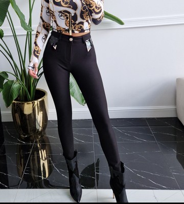 ESPARANTO ** Czarne Modelujące Eleganckie Rurki Lakier/Złoto dopasowane nity madeineu srebro modelujace