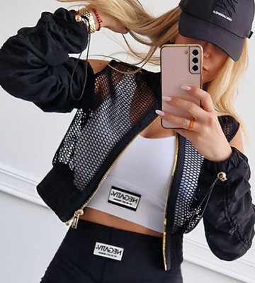 NEGATIV ** Top Modelujący, Perfekcyjny Dekolt Lycra Biel Logo sportowy dopasowane napisy madeinpoland premiummoda glebokidekolt