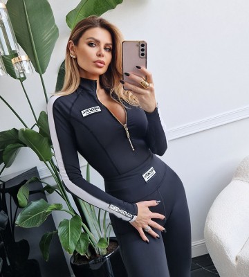 NEGATIV ** Modelujące Body Przeszywane na Suwak+ Logo dzianina dopasowane dlugirekaw dekoltcaro glebokidekolt zdobienia madeinpoland premiummoda zloto suwaki