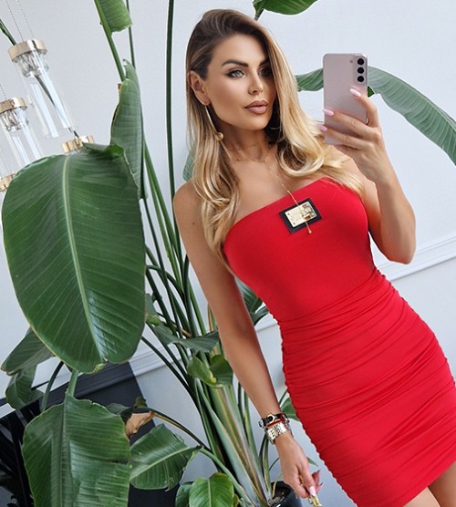 NEGATIV ** Top tuba ze Wsparciem na Biust Złota Blaszka dopasowane dzianina zdobienia suwaki madeinpoland premiummoda zloto