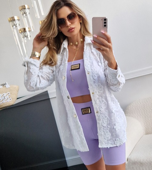 NEGATIV ** Koszula Haft Angielski+ Złote Napy z Kołnierzykiem swobodne modelujace hiszpanka delikatny zdobienia drapieznyprint madeinpoland premiummoda