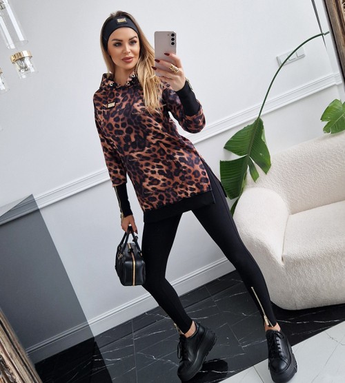 NEGATIV ** Bluza Z Kapturem z Suwakami LA PERLA swobodne bawelna kaptur zdobienia napisy madeinpoland premiummoda nity