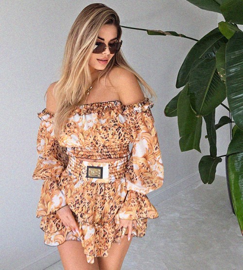 NEGATIV ** Bluzka Hiszpanka Zwiewna Modelująca ROYAL swobodne modelujace hiszpanka delikatny zdobienia drapieznyprint madeinpoland premiummoda
