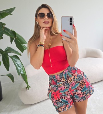 NEGATIV ** Top Tuba ze Wsparciem na Biust Crop TOP Czerwień dopasowane dzianina zdobienia suwaki madeinpoland premiummoda zloto