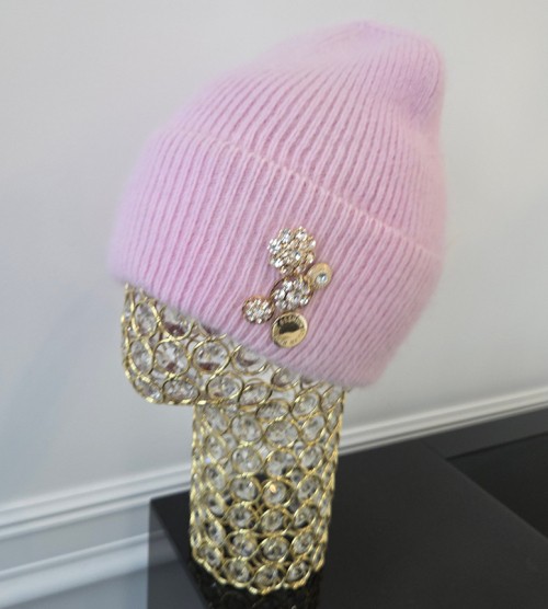 NEGATIV ** Czapka Wełniana z Angorą Wełna Polar+ Swarovski welna dopasowane kaszmir