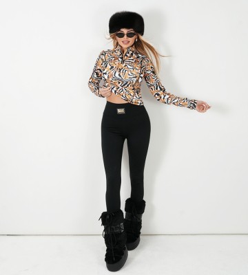 NEGATIV ** Modelujące CZARNE Legginsy Ocieplone Bezszwowy Bok dopasowane modelujace wysokatalia elastyczne zdobienia blaszka madeinpoland premiummoda zloto haft suwaki