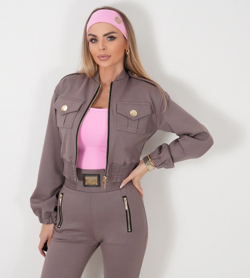 NEGATIV ** Bluza Rozpinana w Formie Bomberki Fango swobodne bawelna kaptur zdobienia napisy madeinpoland premiummoda