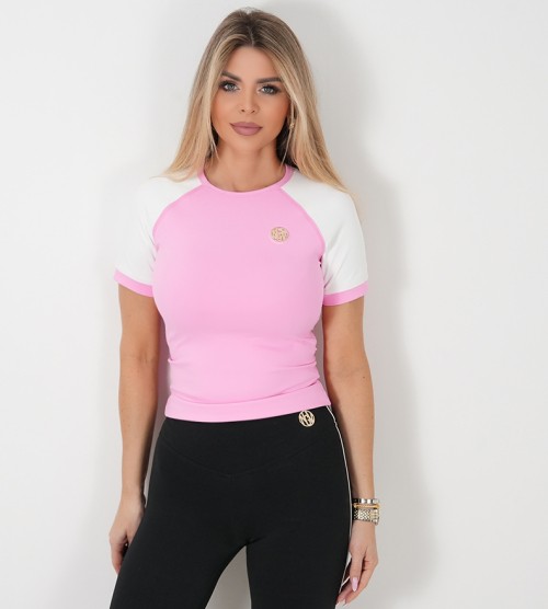 NEGATIV ** Basic z Lycry NYX Reglan z lamówkami Candy PINK dopasowane dzianina zdobienia suwaki madeinpoland premiummoda zloto