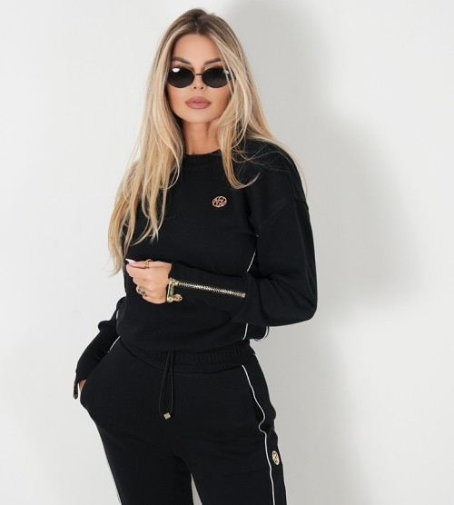 NEGATIV ** Bluza Z Regulacją Długości Z Suwakami W Mankietach swobodne bawelna kaptur zdobienia napisy madeinpoland premiummoda