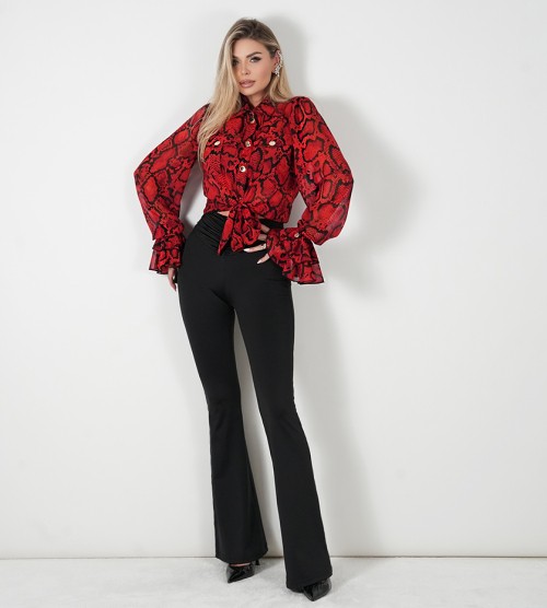 NEGATIV ** Koszula w Princie Węża Z Wyjątkowym Mankietem swobodne modelujace hiszpanka delikatny zdobienia drapieznyprint madeinpoland premiummoda transparentny zloto dlugirekaw kieszonka
