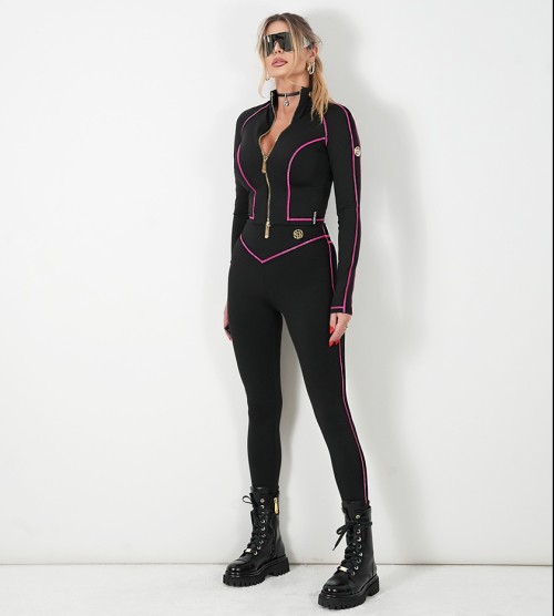 NEGATIV ** Legginsy ANTYCELLULIT NYX Karczek, Neon Pink nyx dopasowane blaszka madeinpoland lampasy wysokatalia modelujace zloto premiummoda