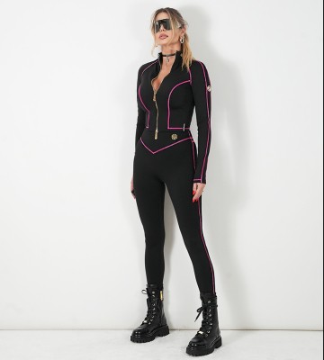 NEGATIV ** Legginsy ANTYCELLULIT NYX Karczek, Neon Pink nyx dopasowane blaszka madeinpoland lampasy wysokatalia modelujace zloto premiummoda