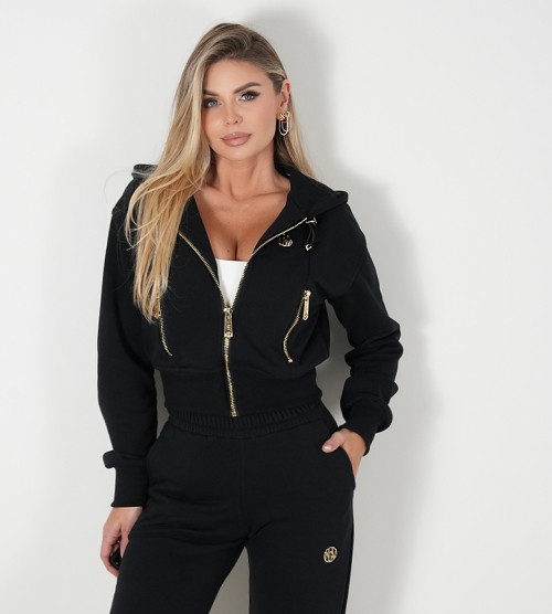 NEGATIV ** Czarna Bluza Rozpinana z Kapturem + Złoto+ Stopery swobodne bawelna kaptur zdobienia napisy madeinpoland premiummoda dopasowane sportowy kieszonka sciagacze dlugirekaw suwaki zloto