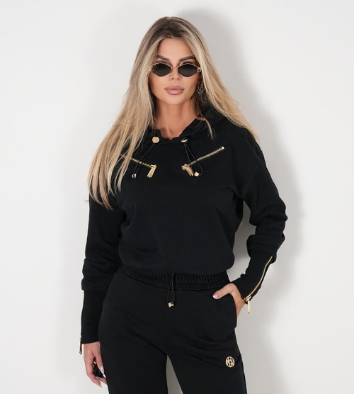 NEGATIV ** Bluza Kapturem z Suwakami+ Regulacja Długości. swobodne bawelna kaptur zdobienia napisy madeinpoland premiummoda suwaki